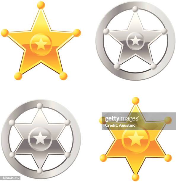 sheriff badges - silver star stock illustrations