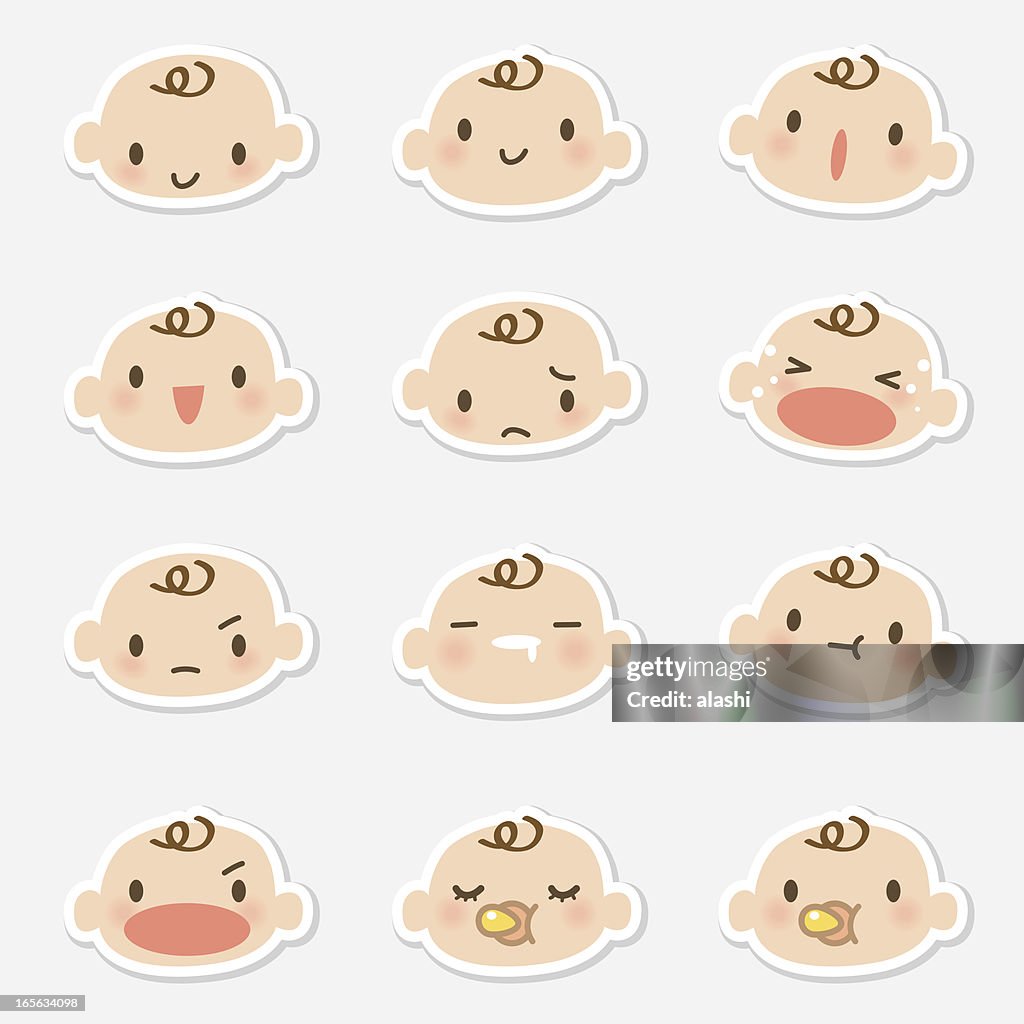 Icon ( Emoticons ) - Baby face ( mad, crying, smiling, sleeping )