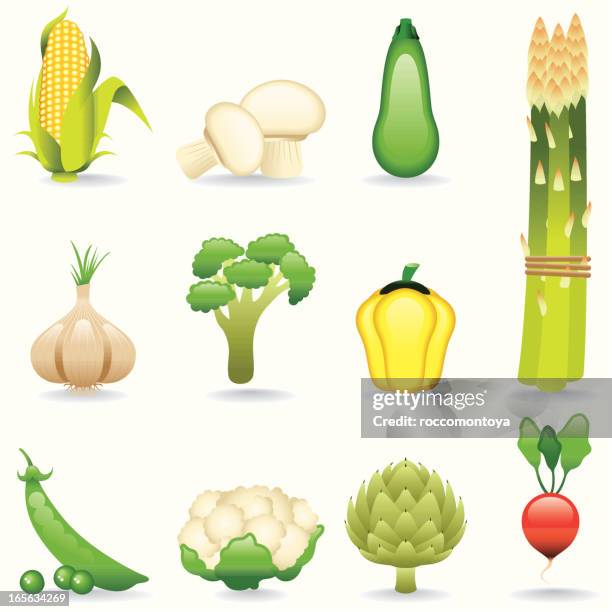 icon set, vegetables - sweetcorn stock illustrations