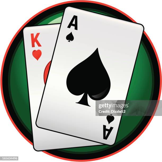 bildbanksillustrationer, clip art samt tecknat material och ikoner med blackjack icon with ace of spades and king of hearts - ace