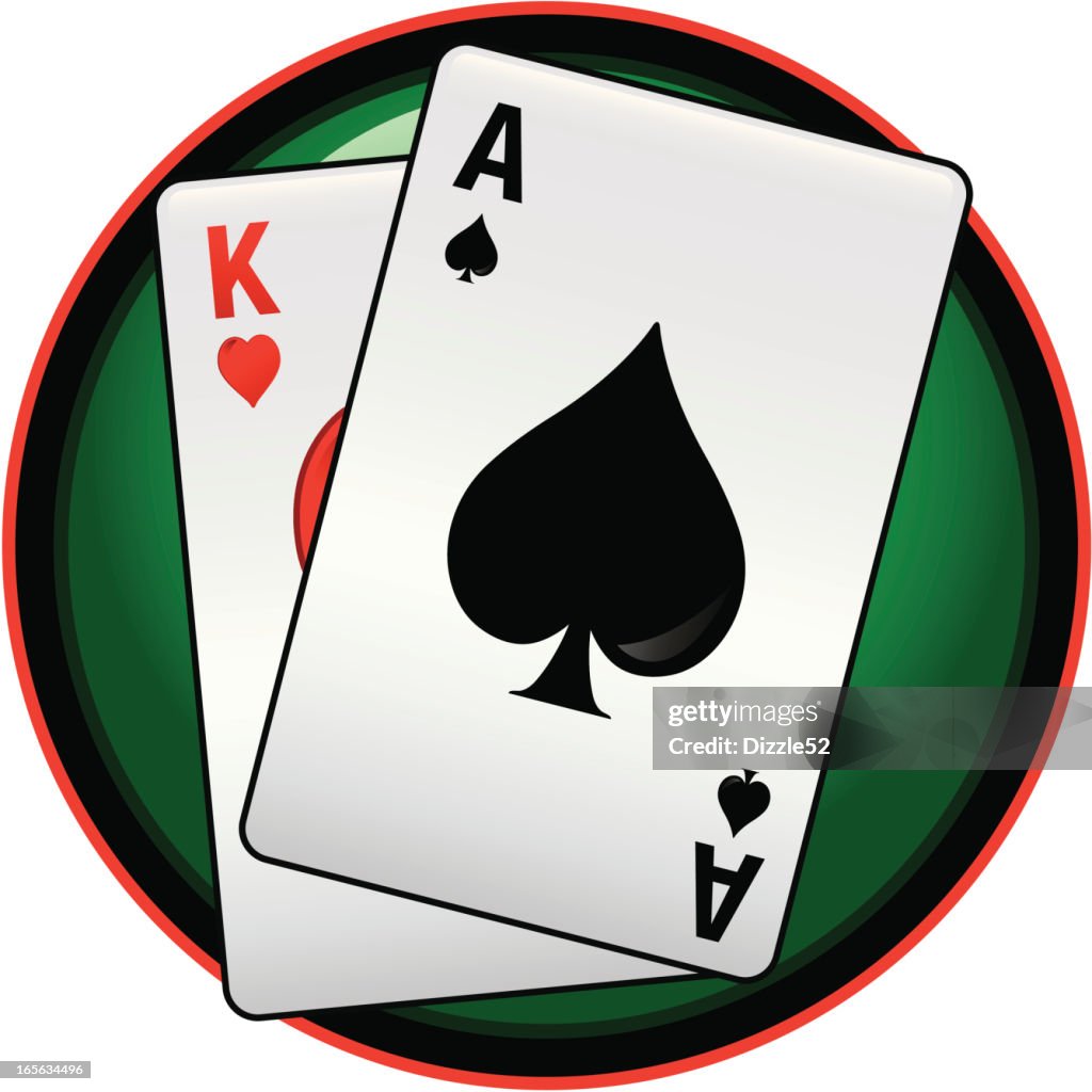 Blackjack icon with ace of spades and king of hearts