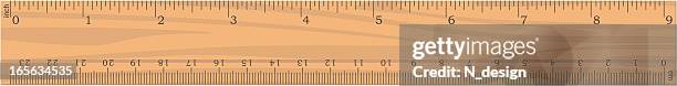 stockillustraties, clipart, cartoons en iconen met vector wooden ruler - inch