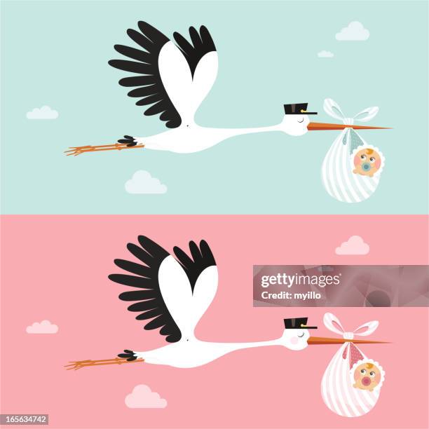 stork - baby shower stock illustrations