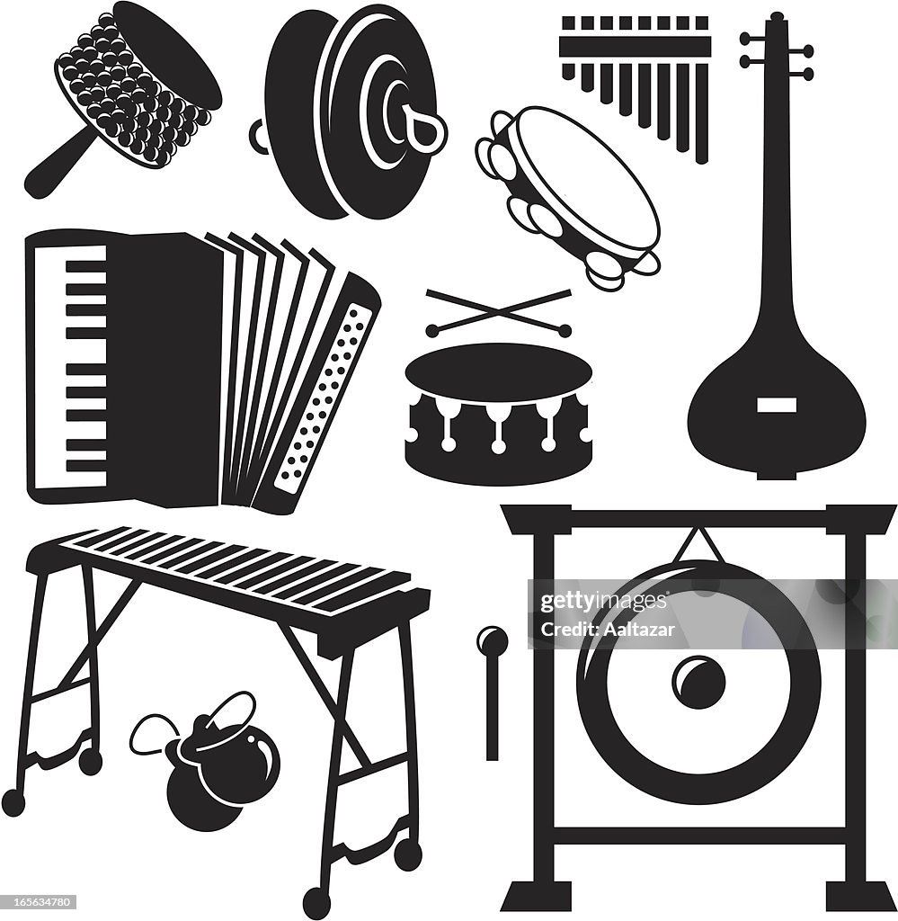 Black Instruments Color Musical Instruments Clipart Black And White