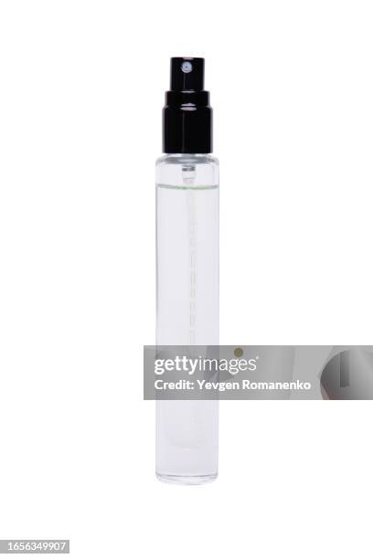 perfume spray isolated on white background - sprühflasche freisteller stock-fotos und bilder