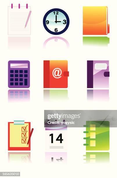 task icon set - checking calendar stock illustrations