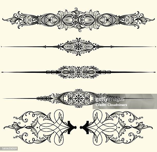 engraved rule set - mirror frame stock illustrations