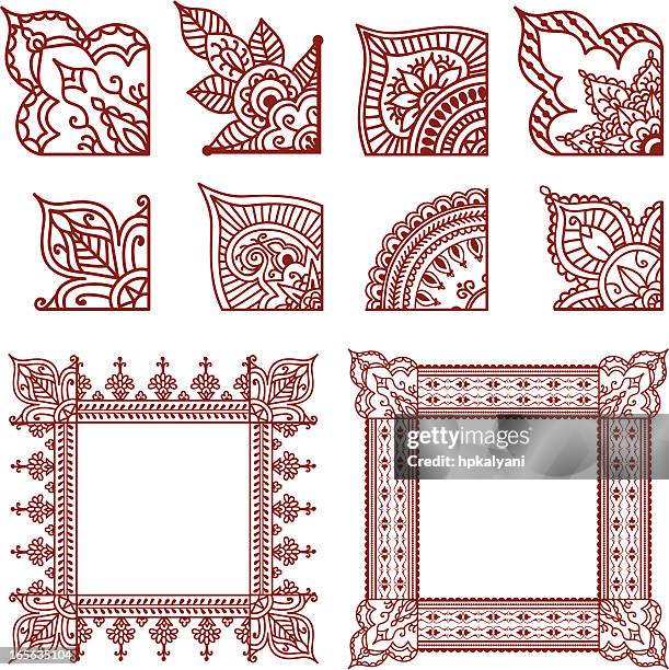 mehndi corner designs - corner stock illustrations