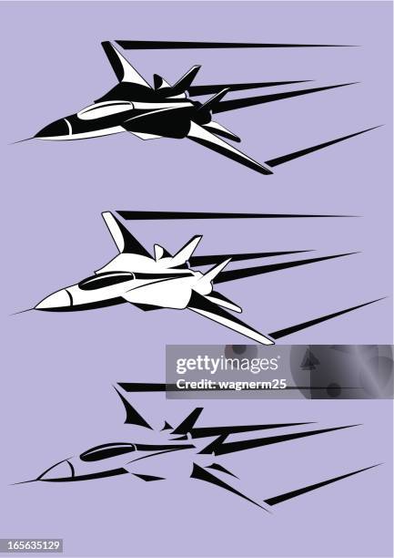 illustrations, cliparts, dessins animés et icônes de f - 14 tomcat trois versions - avion supersonique