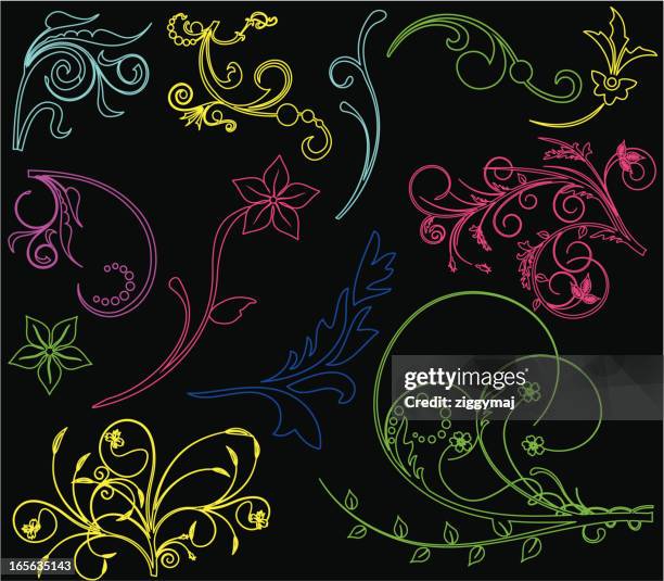 colorfully floral design elements - scroll background stock illustrations