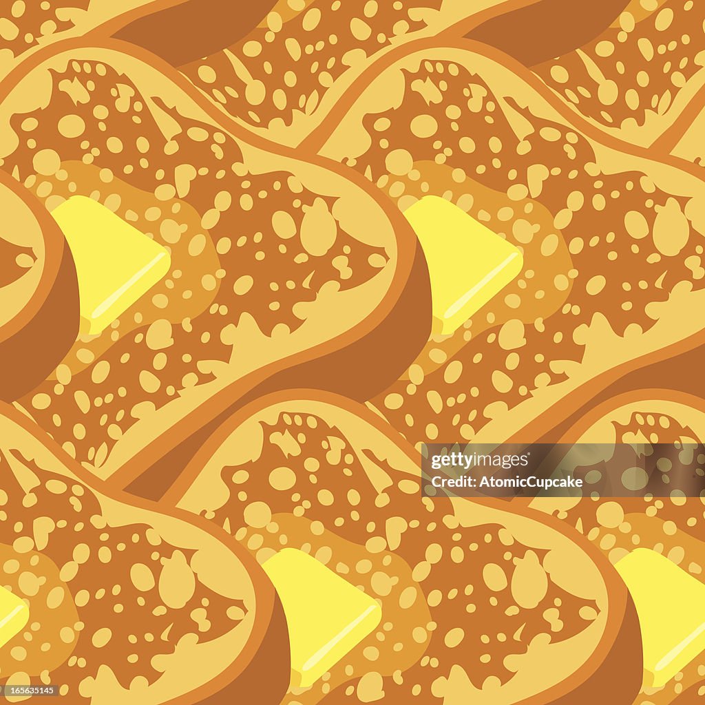 Toast with Butter Seamless Background Pattern