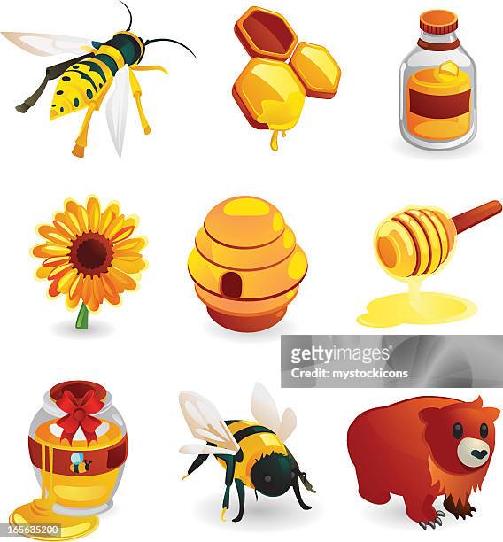 bees and honey icon - bumblebee stock illustrations