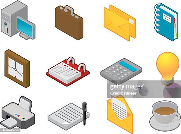 ilustrações, clipart, desenhos animados e ícones de escritório ícones/isometric série - caderno de telefones