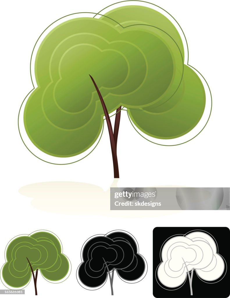 Trees and Leaves Design Element, Emblem Set