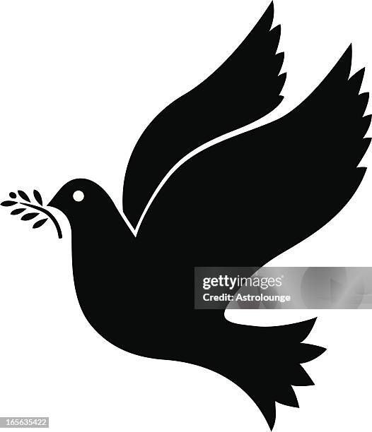 stockillustraties, clipart, cartoons en iconen met peace bird - black olive