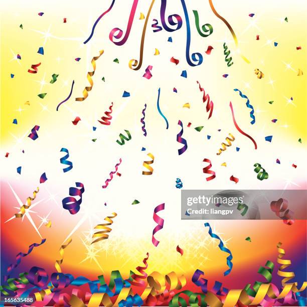 celebration ribbon & confetti - throwing confetti stock illustrations