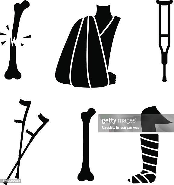 broken bones and fracture treatment icons - human bone 幅插畫�檔、美工圖案、卡通及圖標