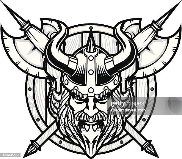 viking warrior head b&w - viking shield stock illustrations