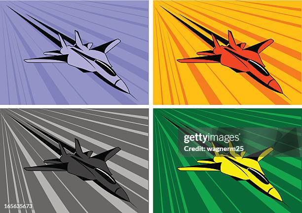 f-14 on fly - supersonic aeroplane stock illustrations