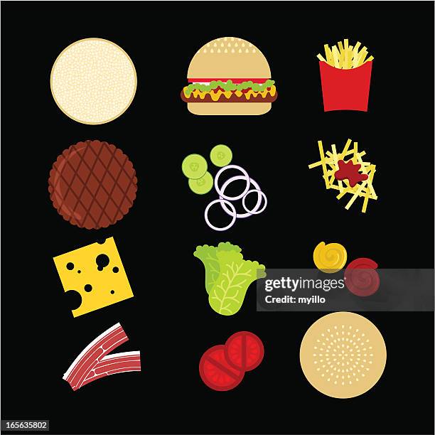 stockillustraties, clipart, cartoons en iconen met hamburger - cheddar cheese