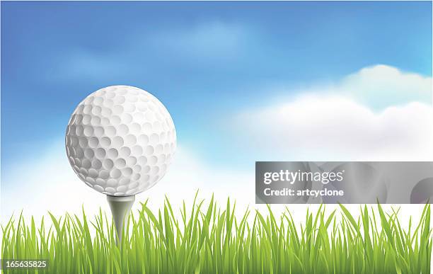 illustrazioni stock, clip art, cartoni animati e icone di tendenza di pallina da golf - teeing off