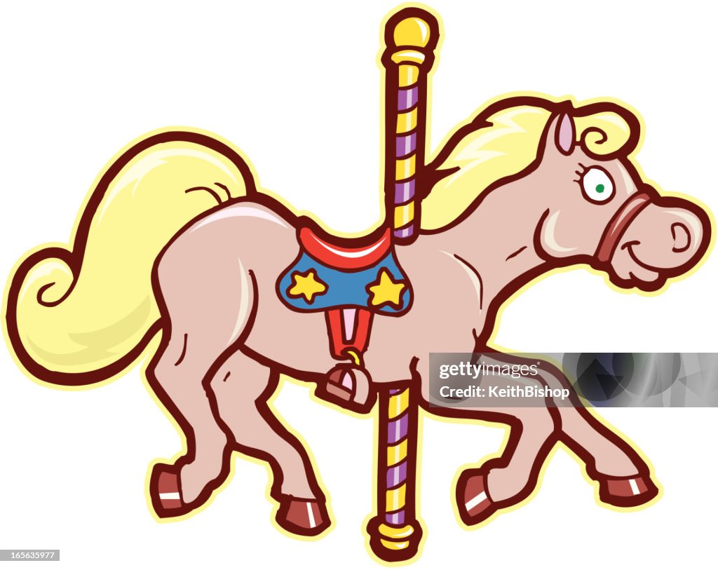 Carousel Horse Amusement Ride Cartoon High-Res Vector Graphic - Getty ...