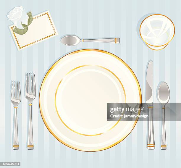 formal place setting - silverware stock illustrations