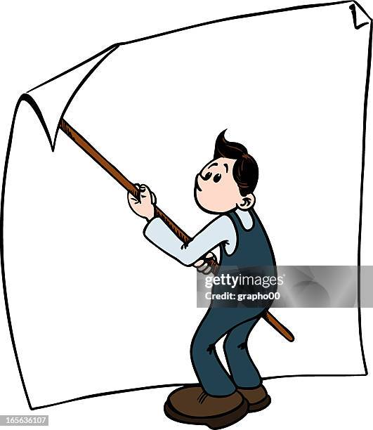poster gluer - work overalls stock illustrations