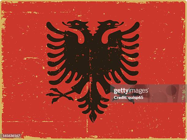 ilustrações, clipart, desenhos animados e ícones de bandeira albanesa - albânia