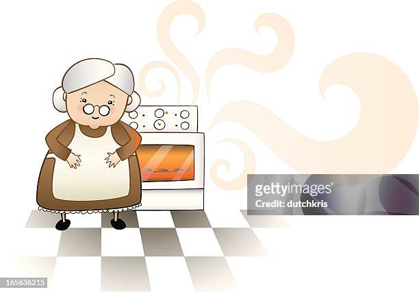 grandmothers homebaked goodness - preparing food stock illustrations