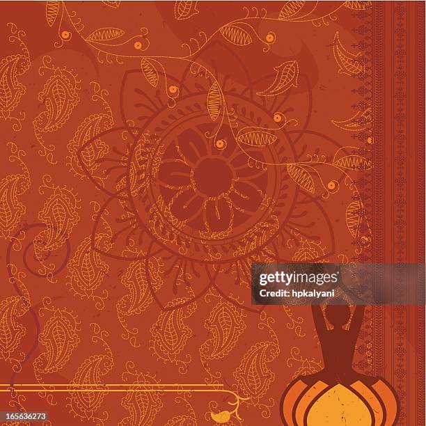 dreamscape - setting sun - paisley background stock illustrations
