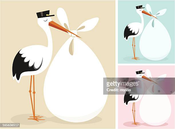 stork - baby shower stock illustrations