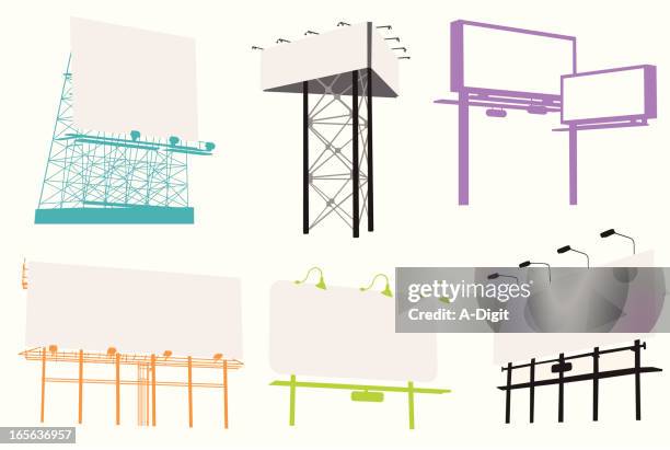 billboards vector silhouette - billboard stock illustrations