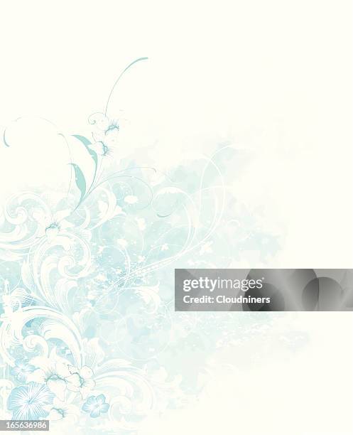 blue grunge floral growth watercolor - floral pattern water colour stock illustrations