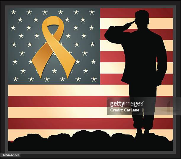 american military hero - yellow ribbon stock illustrations