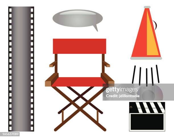 ilustraciones, imágenes clip art, dibujos animados e iconos de stock de director de elementos vector set - butacas de cine