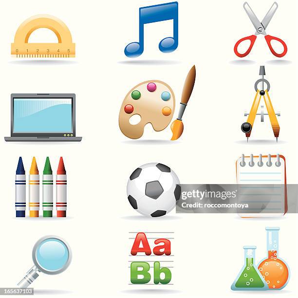 icon set, education - empty classroom stock illustrations