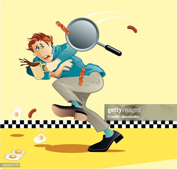 bad breakfast - bacon breakfast stock illustrations