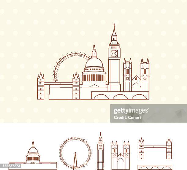 stockillustraties, clipart, cartoons en iconen met city of london - millennium wheel