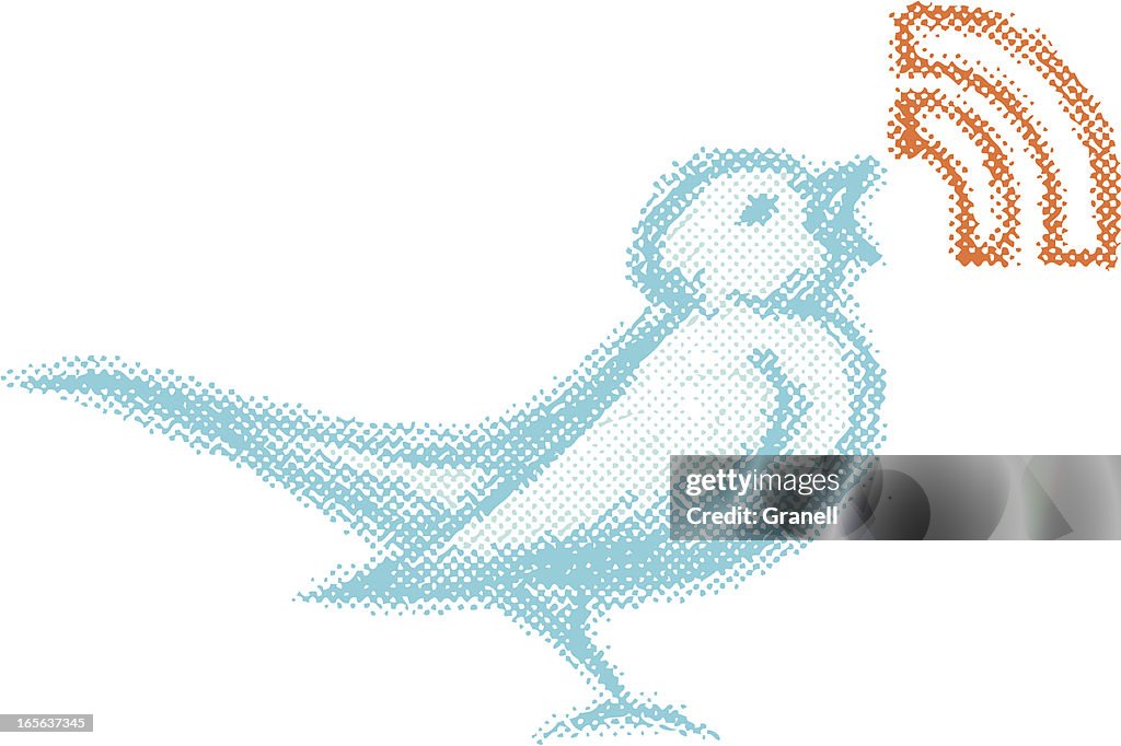 Halftone Tweeting Bird