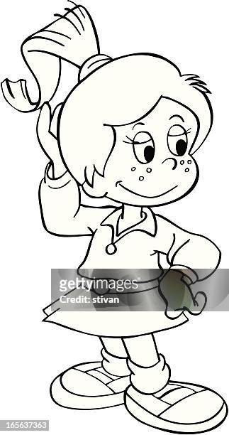 Little Girl Ponytail Cartoon High Res Illustrations - Getty Images