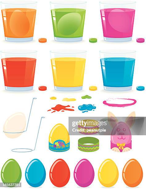 easter egg dye set - colorful easter eggs stock illustrations