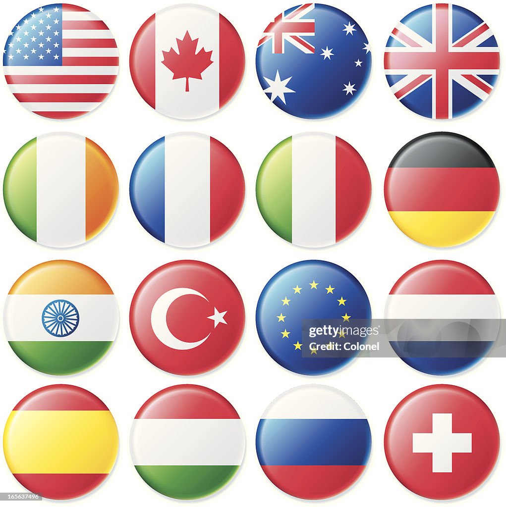 Soft Satin Flag Buttons On A White Background High-Res Vector Graphic ...