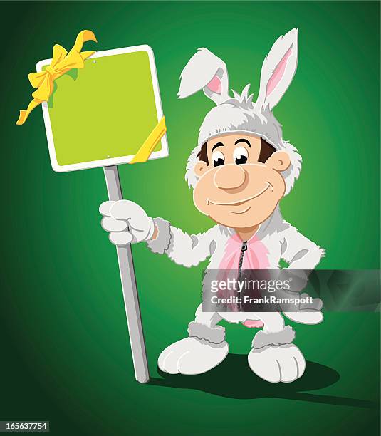 ilustrações de stock, clip art, desenhos animados e ícones de fantasia de coelho homem em branco sinal verde - fantasia de coelho