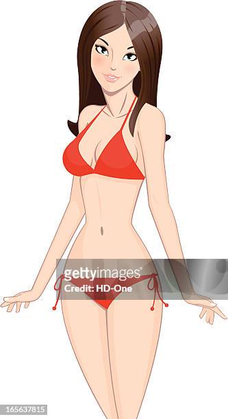 summertime: swimsuit model - swimsuit models girls stock illustrations