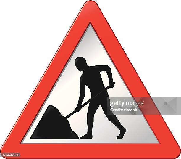 men at work sign - men at work sign stock illustrations