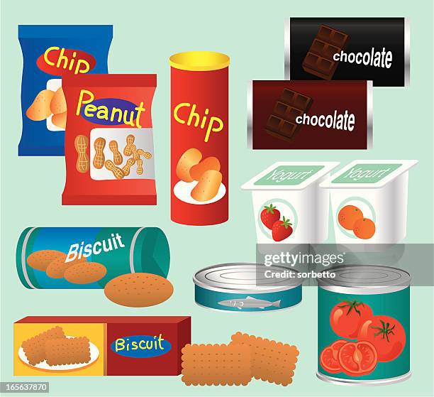 ilustraciones, imágenes clip art, dibujos animados e iconos de stock de supermercado de compra de comestibles - patatas fritas de churrería