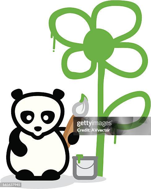 painter panda - panda china stock illustrations