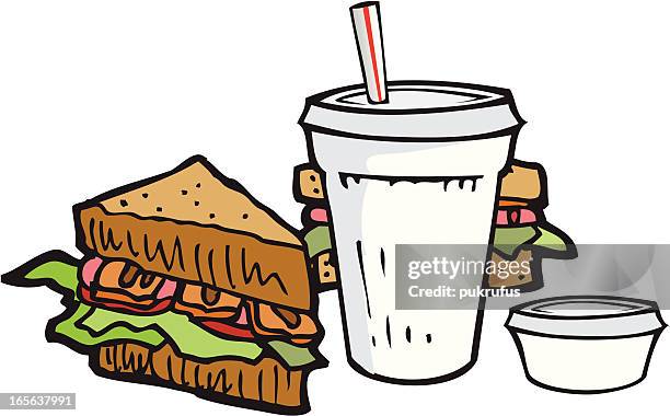 blt combo meal - wheat bread sandwich stock illustrations