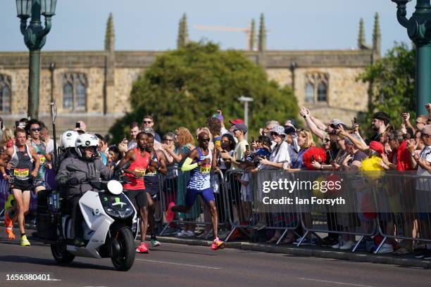 Sir Mo Farah runs in the AJ Bell Great North Run on September 10, 2023 in Newcastle upon Tyne, England.